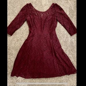 White House Black Market Burgundy Lace Cocktail Dress — Size 12
